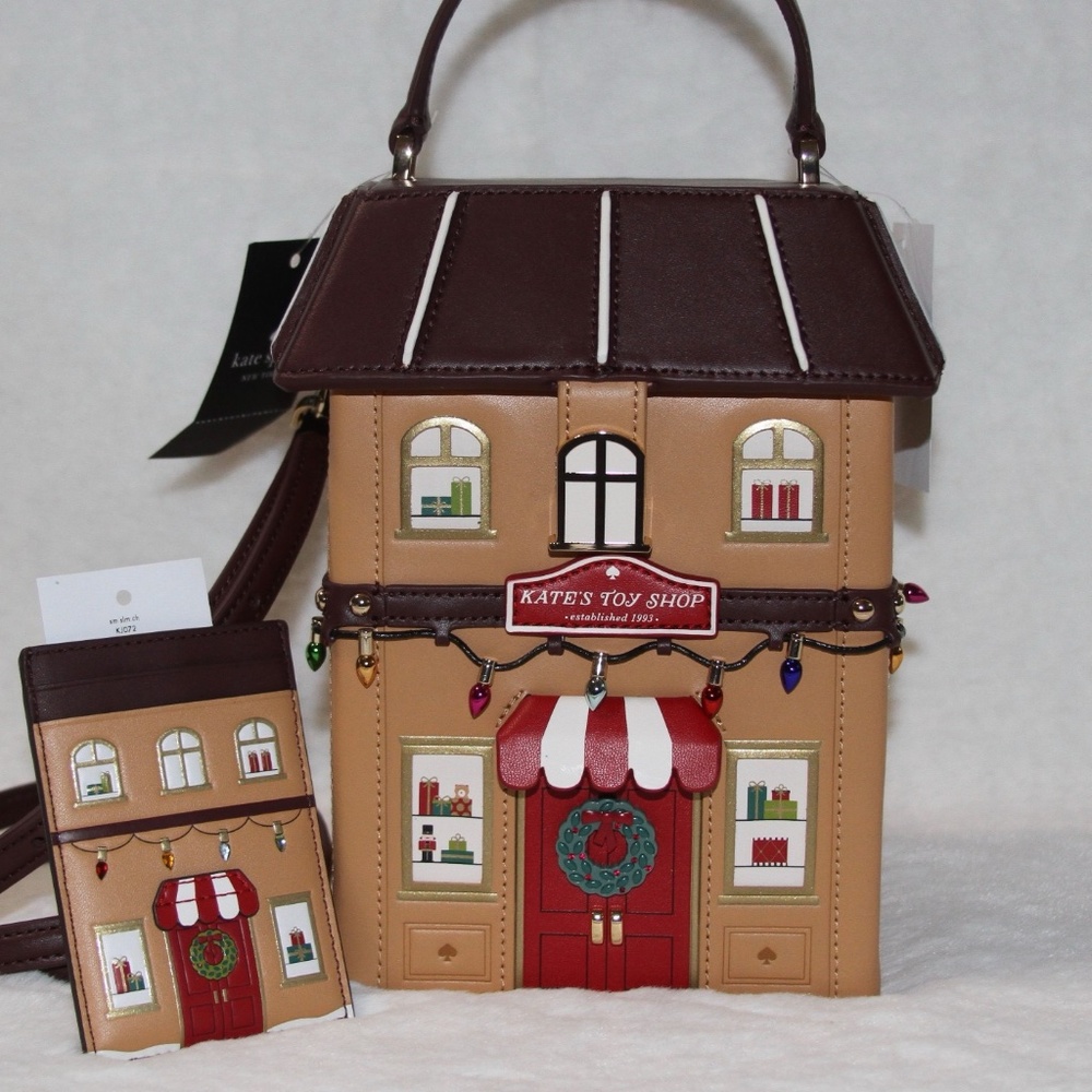 Kate Spade 3D Christmas House Crossbody & Card Holder Novelty Christmas Lights